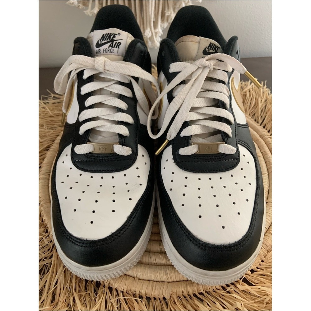 NIKE Men's Air Force One Black White Gold Sneakers Size‎ 10.5 - Picture 3 of 16